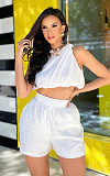 Women's Set Crop Tops One Shoulder Summer Active Short Set DD-88229