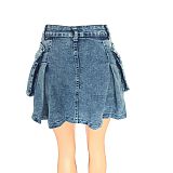 Blue Sexy Slim Package Hips Denim Mini Skirt LX-3549