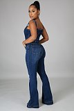 Women Straps Sleeveless Womens Wide Leg Denim Jumpsuit LX-6048