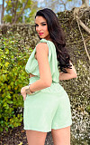 Women's Set Crop Tops One Shoulder Summer Active Short Set DD-88229