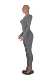 Women Square Collar Long-sleeved Slim Length Jumpsuit HXZY-0325