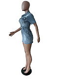 2024 NEW Women Short Sleeves Lapel Denim Mini Dress MEM-88540