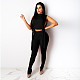 Sleeveless Side Lace Up Crop Top Pencil Pants Set DD-88156
