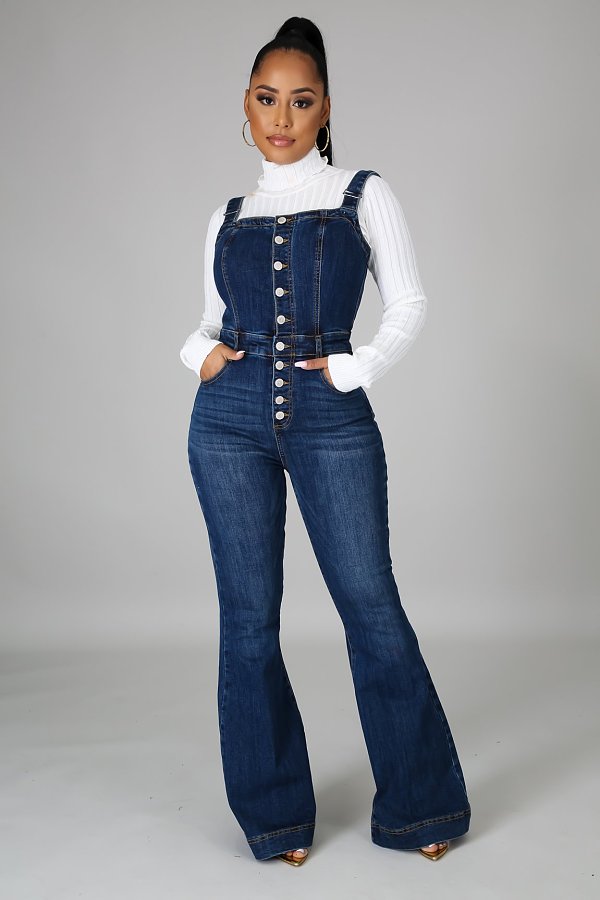 Women Straps Sleeveless Womens Wide Leg Denim Jumpsuit LX-6048