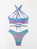Blue Sexy Women Cross Bikini Swimwear MJ-038