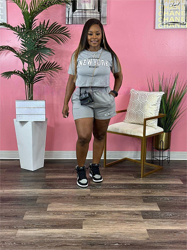 Summer Loose Leisure Tee Two Pieces Shorts Set CY-6201