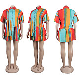 Fashion Print Women Patchwork Short Sleeves Blouse Dress NY-10552
