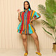 Fashion Print Women Patchwork Short Sleeves Blouse Dress NY-10552