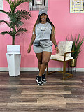 Summer Loose Leisure Tee Two Pieces Shorts Set CY-6201