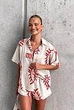 2024 Fashion Button Up Shirt and Shorts Set RC-3256