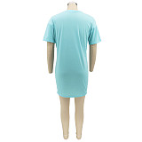 Short Sleeve Casual Basic Loose Mini Dress HANI-2173
