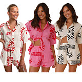2024 Fashion Button Up Shirt and Shorts Set RC-3256