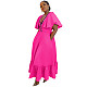 Women V-neck Flounced Sleeves Casual Plus Size Dress NNWY-7982