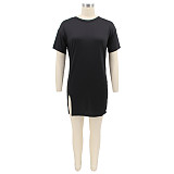 Short Sleeve Casual Basic Loose Mini Dress HANI-2173