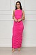 Sleeveless Candy Ruched Back Split Bodycon Maxi Dress RC-3258