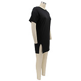 Short Sleeve Casual Basic Loose Mini Dress HANI-2173