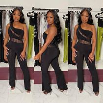 Sexy Hollow-out Single Shoulder Black Long Jumpsuit OSM-4456 Sexy Hollow-out Single Shoulder Black Long Jumpsuit OSM-4456