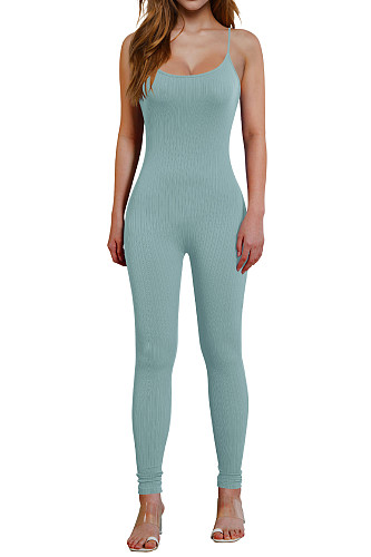 Casual Girls Straps Sleeveless Tight Yoga Jumpsuit HXZY-034