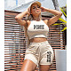 Casual Round Neck Sleeveless Tank Top+Shorts Two-piece Set OQ-308