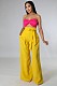 Women High Waist Lace-up Yellow Wide-leg Pants LSL-0017