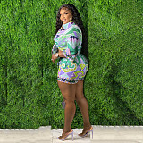 Half Sleeve Print Loose Blouse Shirt and Shorts Outfits YNS-1845