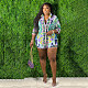 Half Sleeve Print Loose Blouse Shirt and Shorts Outfits YNS-1845