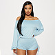 2024 Sexy Off Shoulder Long Sleeved Pleat Drawstring Girl Romper WDS-231078