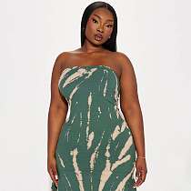 Sexy Strapless Women Print Irregular Short Dresses WDS-231240