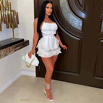 Sexy Women Backless Straps Ruffles Shorts 2 Pieces Sets XY-9139