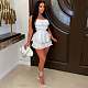 Sexy Women Backless Straps Ruffles Shorts 2 Pieces Sets XY-9139