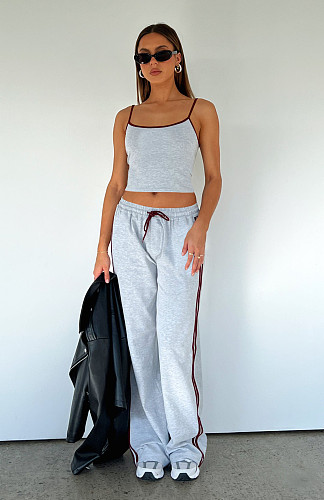 Casual Girls Straps Crop Top And Long Pants Sporty Suits YD-8808