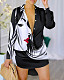 Fashion Printed Girls Long Sleeves Lapel Blouse SRX-7109
