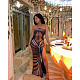 Sexy Strapless Women Printed Backless Lace-up Split Maxi Dress ASL-6722
