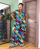 Stylish Printed Women Zipper Loose Wide-leg Jumpsuit NY-10765