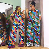 Stylish Printed Women Zipper Loose Wide-leg Jumpsuit NY-10765