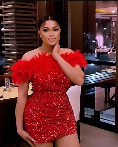 Sexy Off Shoulder Strapless Sequins Feather Pleated Mini Club Dress NY-3176