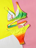 Women Hollow-out Prints Bandage Bikini One-piece Swimwear XM-263