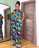 Stylish Printed Women Zipper Loose Wide-leg Jumpsuit NY-10765