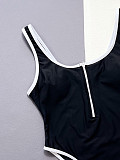 Girls Zipper Black One-piece Swimwear Bikini XM-502
