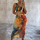 Sexy Printed Women Single Shoulder Crop Top And Package Hip Long Skirt NY-10758