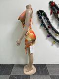 Sexy Print Girls Halter Hollow-out Backless Mini Dresses NY-3171