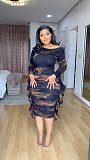 Women Print Pleated Package Hip Stretch Slim Lace Midi Dress NY-10740