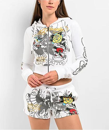 Fashion Printed Women Long Sleeves Hoodies And Shorts 2 Pieces Suits RS-905