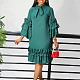 Elegant Lady Solid Color Flounced Flared Sleeves Midi Dress AITE-488