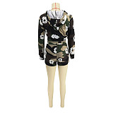 Fashion Girls Printed Long Sleeves Hoodies And Drawstring Shorts FOS-8379