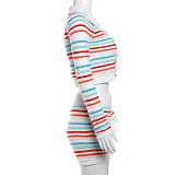 New Fall Hole Button Crop Top + Shorts Matching Sets Outfits DY-6685