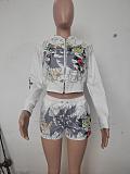 Fashion Printed Women Long Sleeves Hoodies And Shorts 2 Pieces Suits MJL-XH905