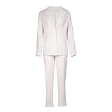 Office Lady Suit 2 Pieces Set Solid Color Blazer And Long Pants AIL-249
