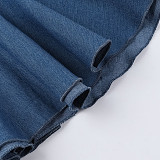 Sexy Strapless Imitation Denim Package Hip Short Dress FL-24094