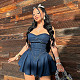 Sexy Strapless Imitation Denim Package Hip Short Dress FL-24094